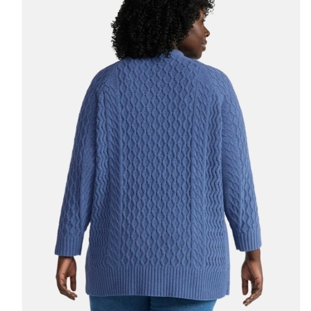 Terra & Sky Chenille Boyfriend Cardigan Women's 0X (14)W Dolphin Blue New NWT - Picture 3 of 9